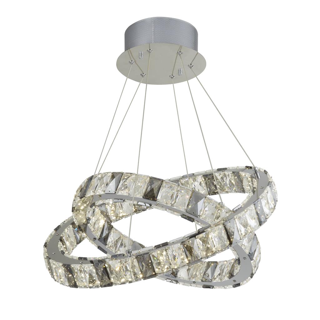 Searchlight Optica 2 Ring Led Pendant, Clear & Smokey Crystal 4812-2Cc