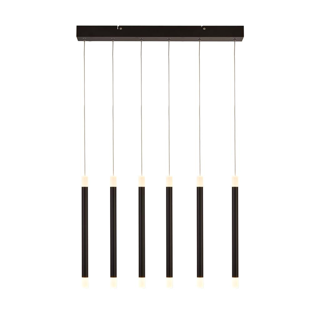 Searchlight Wands 6Lt Led Bar Pendant - Black 4866-6Bk