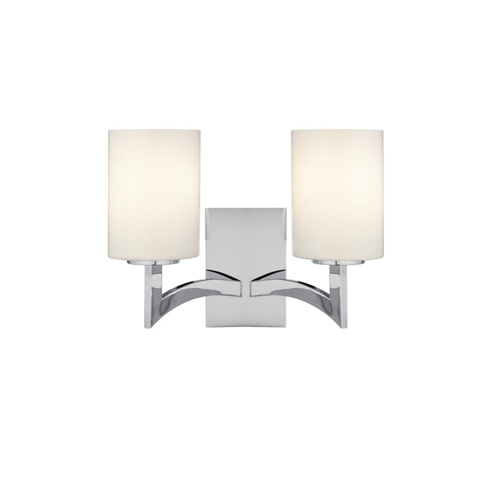 Searchlight Gina - 2 Light Wall Bracket, Chrome, White Glass Shades 4992-2Cc