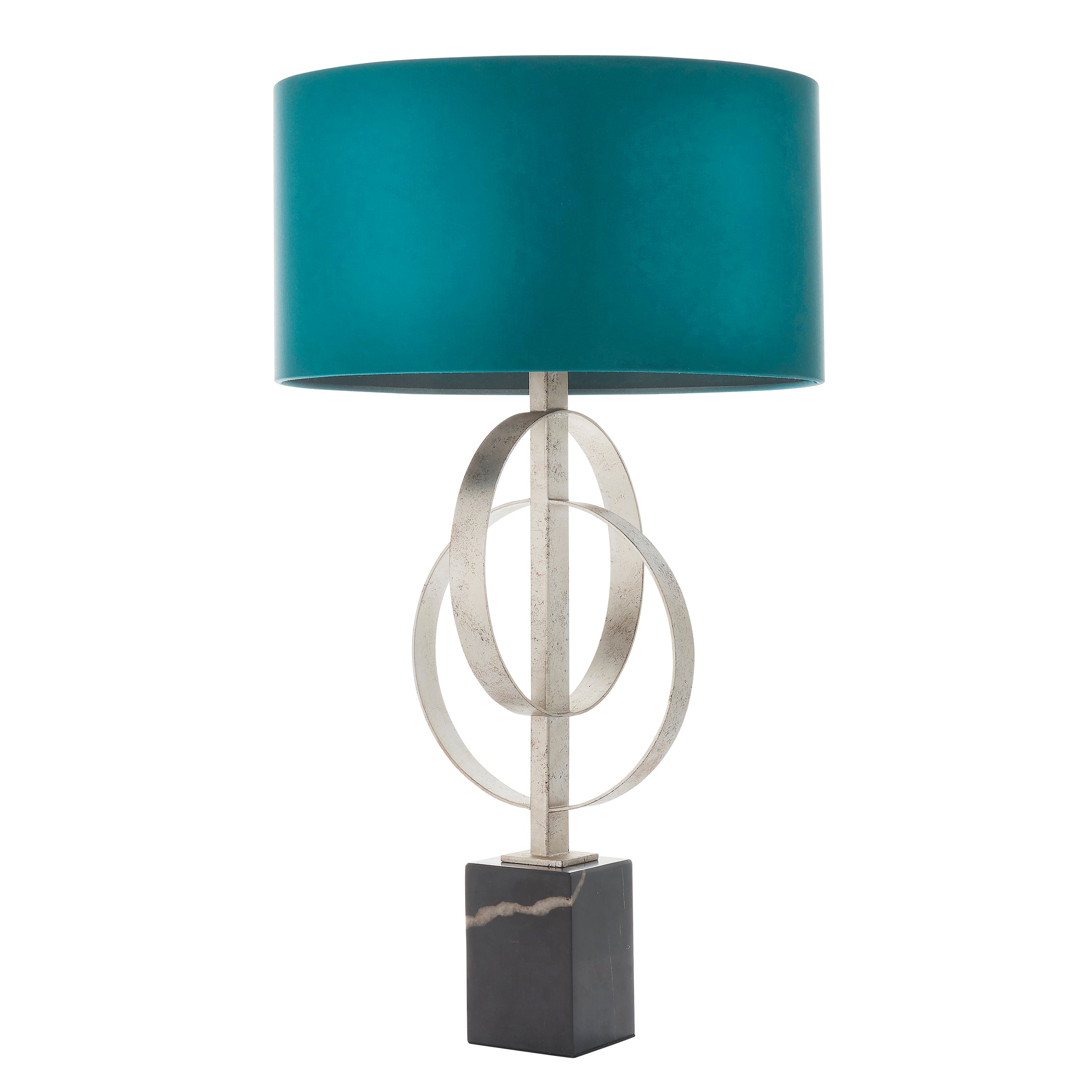 Lightologist Antique silver leaf & teal satin fabric Base & shade Table Light WIN1395225