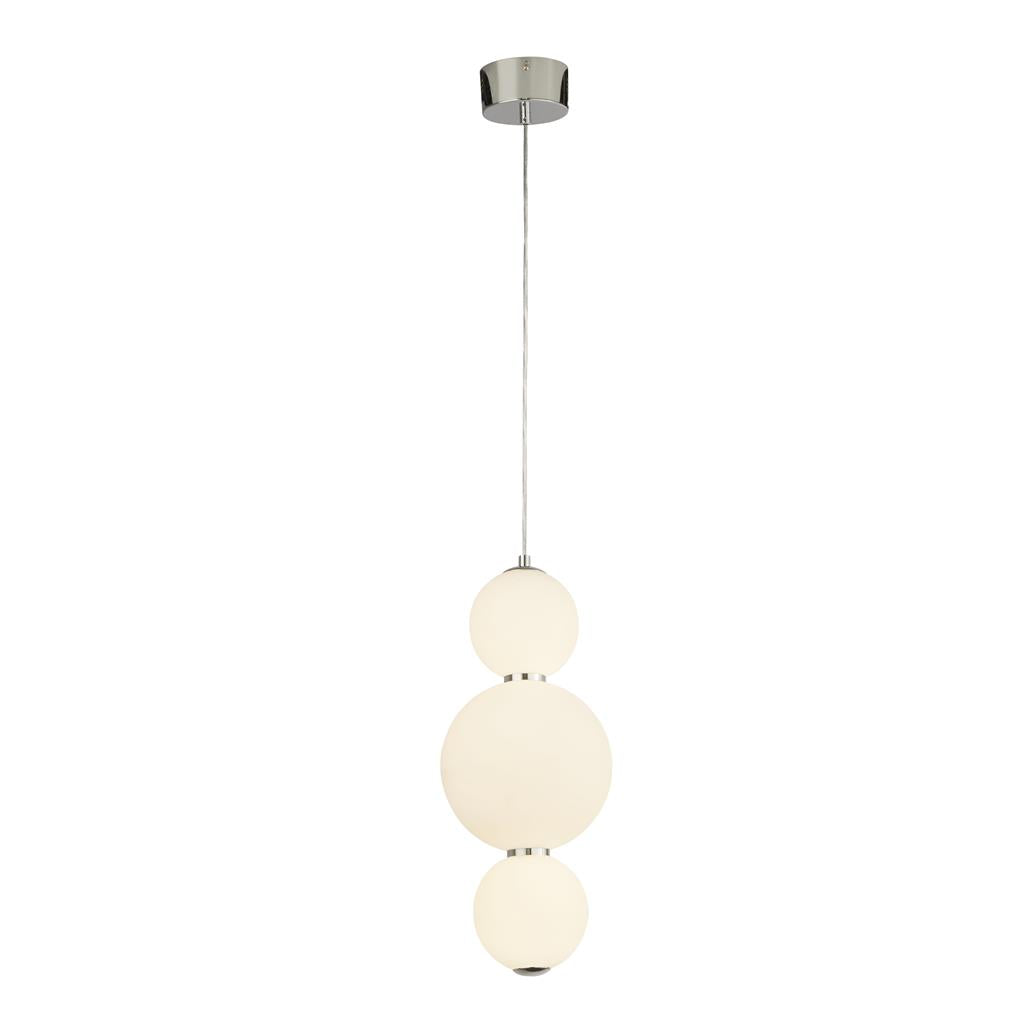 Searchlight Snowball 3Lt Pendant, Chrome With Opal Glass Shade 51022-3Cc