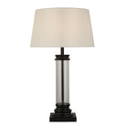 Searchlight Pedestal Table Lamp - Glass Column & Black With White Shade 5141Bk