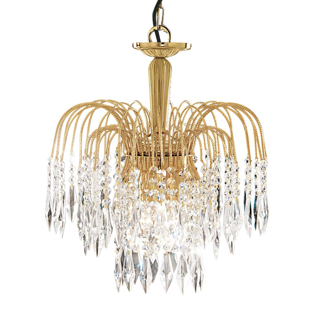 Searchlight Waterfall - 3Lt Ceiling, Gold, Clear Crystal 5173-3