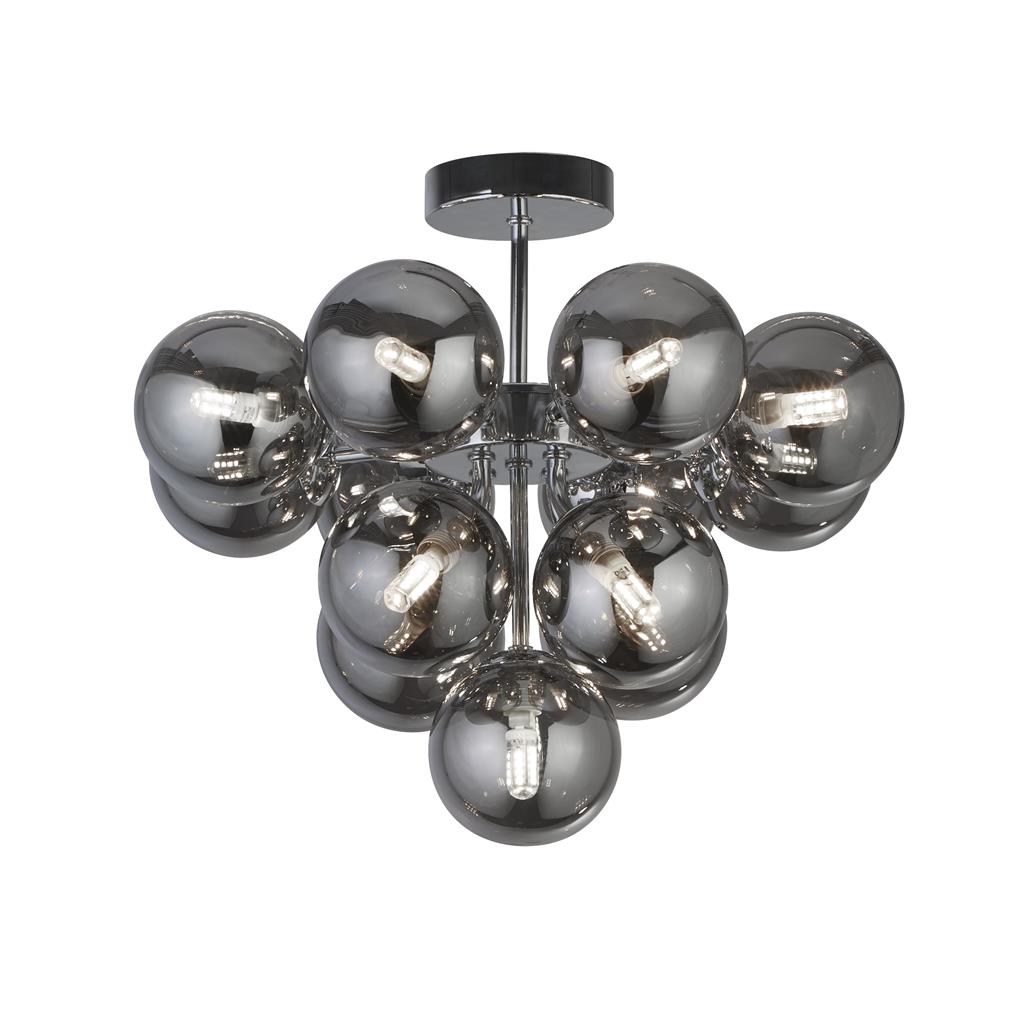 Searchlight Berry 13Lt Ceiling Light, Chrome With Smoked Glass 52131-13Sm