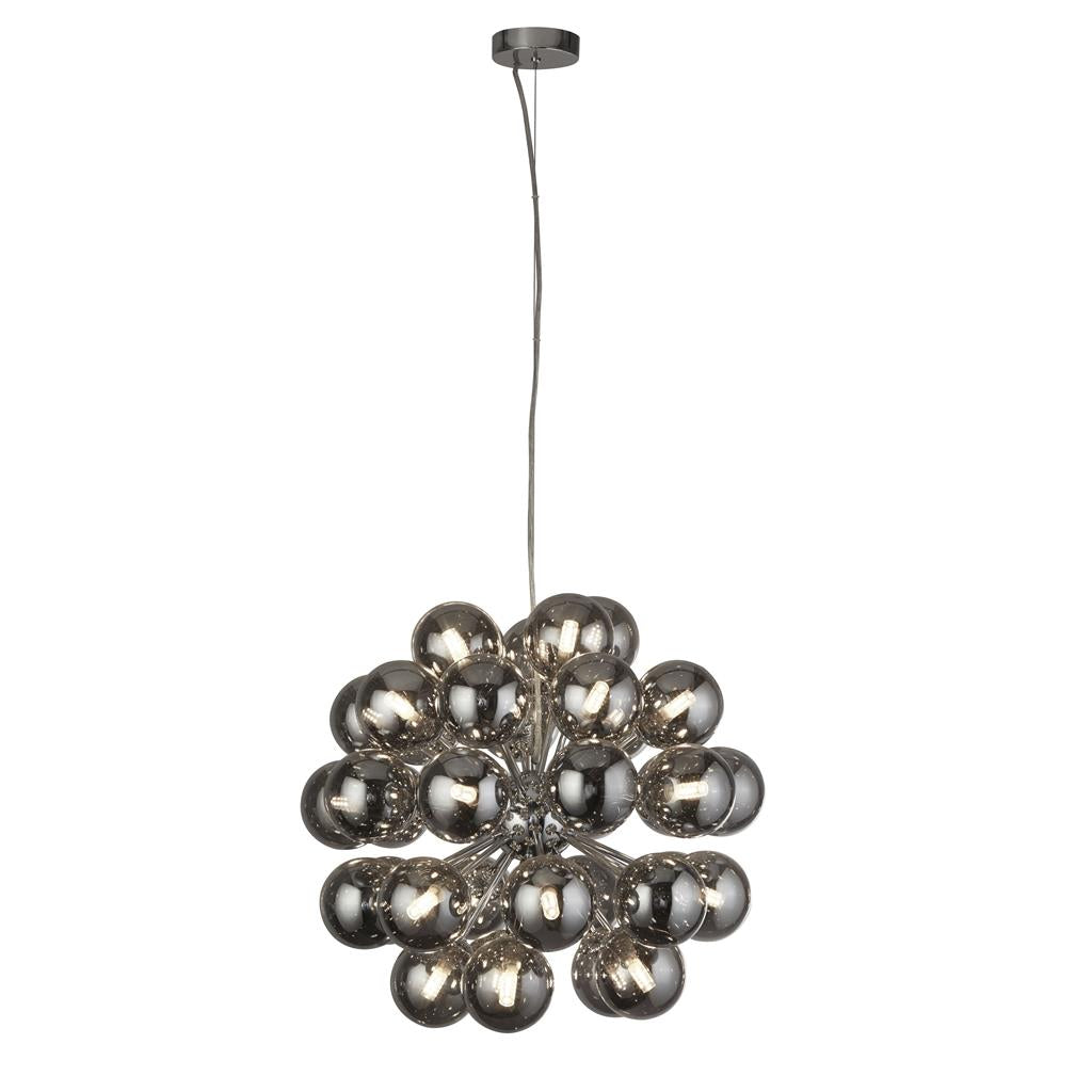 Searchlight Berry 27Lt Pendant, Chrome With Smoked Glass 52131-27Sm
