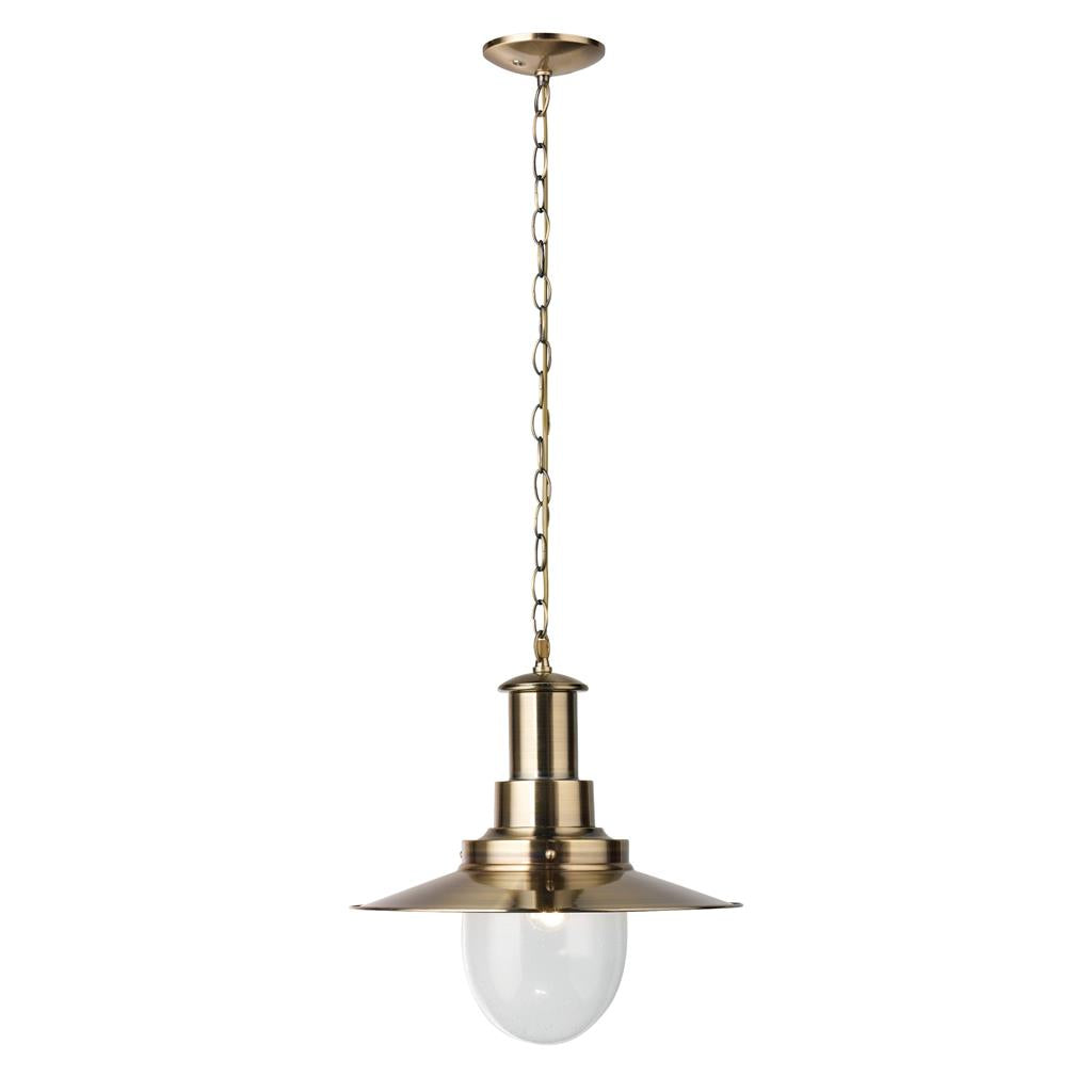 Searchlight Fisherman Ii Pendant - 1Lt Large Pendant, Antique Brass With Seeded Glass 5301Ab