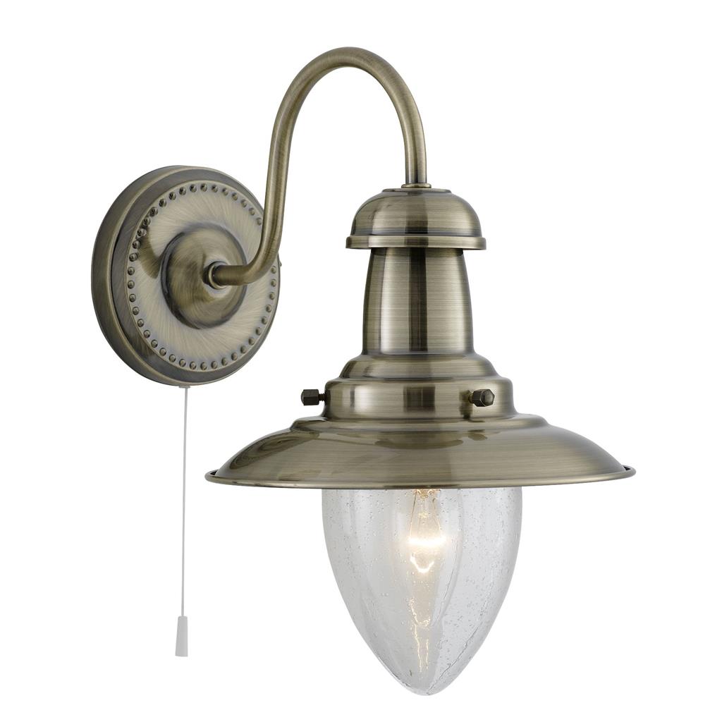 Searchlight Fisherman Antique Brass Wall Light With Seeded Glass 5331-1Ab