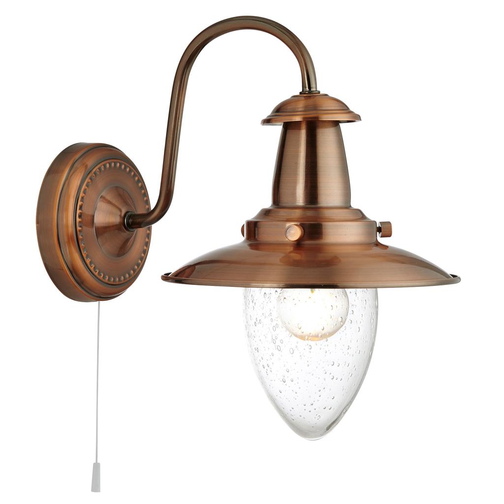 Searchlight Fisherman Copper Wall Light With Seeded Glass Shade 5331-1Cu