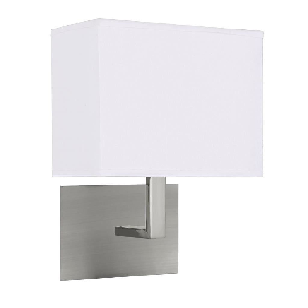 Searchlight Hotel Wall Light Satin Silver-White Rectangular Shade 5519Ss