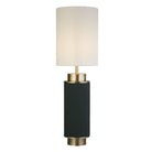 Searchlight Flask 1Lt Table Lamp, Dark Green Linen With Antique Brass And White Shade 59041Ab