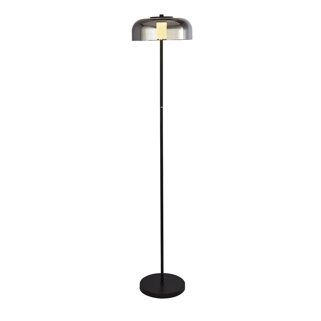 Searchlight Frisbee 1Lt Led Floor Lamp, Matt Black With Smoked Glass 59802-1Sm