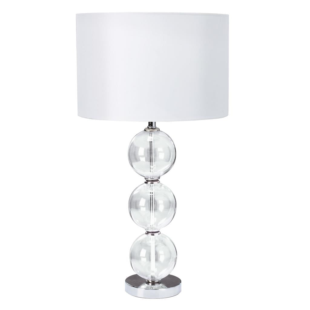Searchlight Bliss Table Lamp (Single) - Clear Glass Ball Stacked Base, White Shade 6194Cc-1