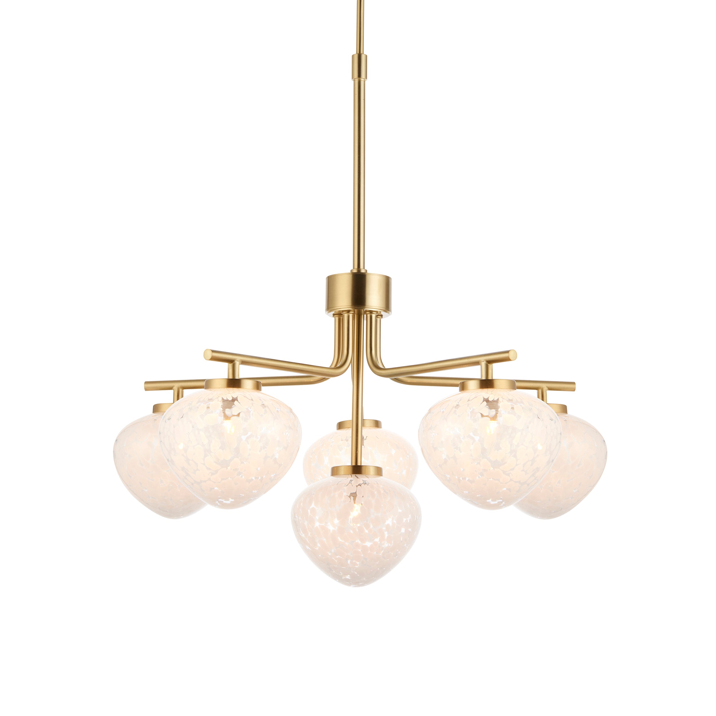 Lightologist Satin brass plate & white confetti glass Multi arm glass Pendant Light WIN1398814