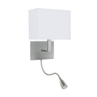 Searchlight Hotel Wall Light Adjustable - 2Lt W/Bracket, Led Flexi Arm, Satin Silver, White Shade 6519Ss