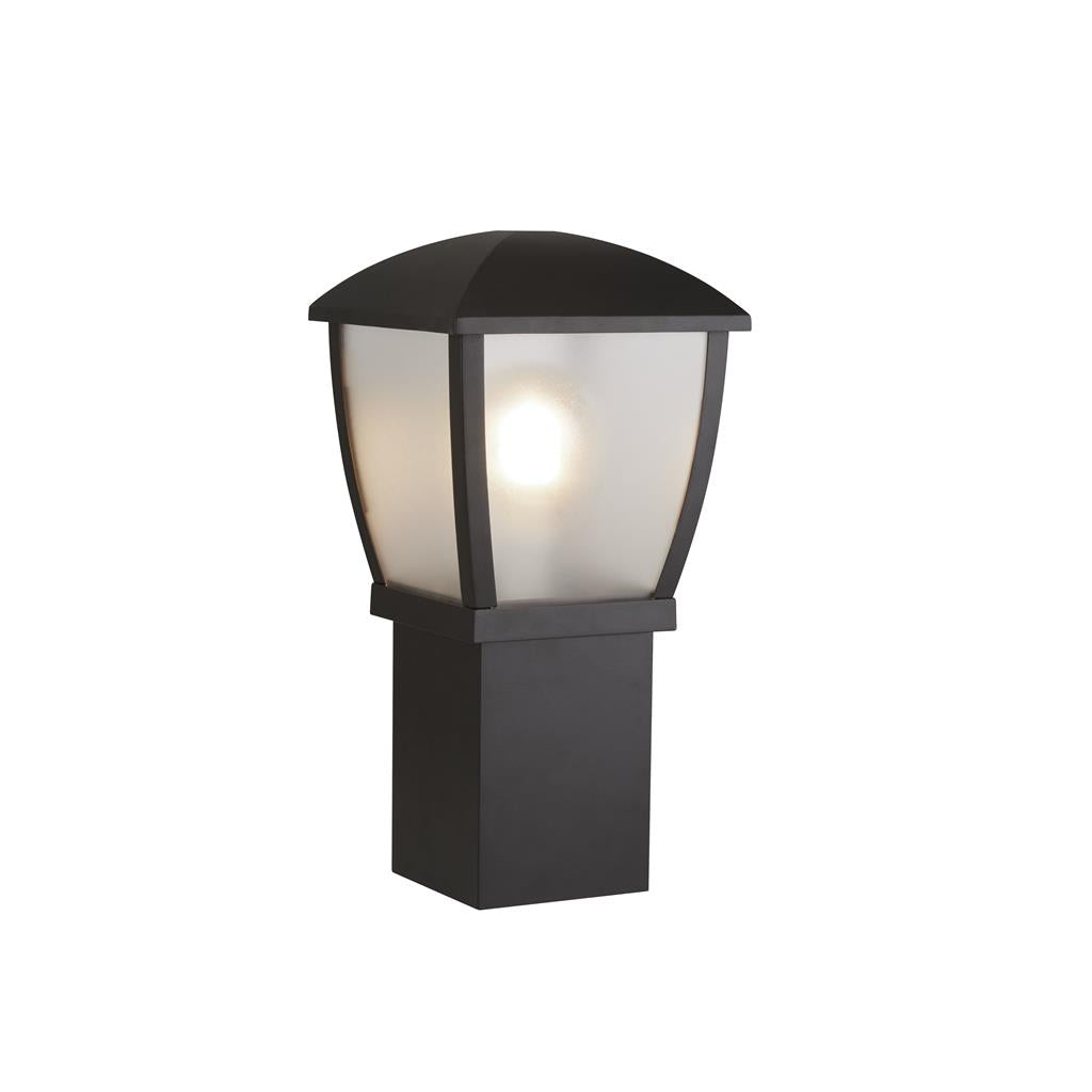 Searchlight Seattle Outdoor Post (450Mm Height) - Black With Clear Frosted Panels 6591-450