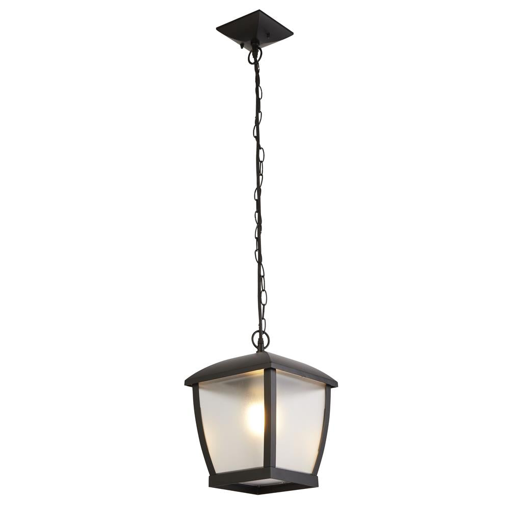 Searchlight Seattle Outdoor Pendant - Black With Clear Frosted Acrylic Panels 6592Bk