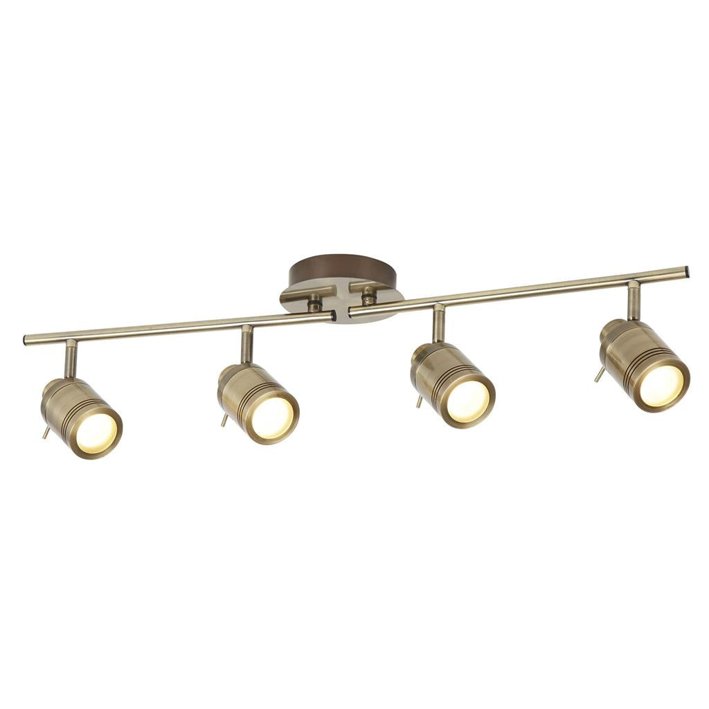 Searchlight Samson 4Lt Ip44 Bathroom Spot Split-Bar, Antique Brass 6604Ab