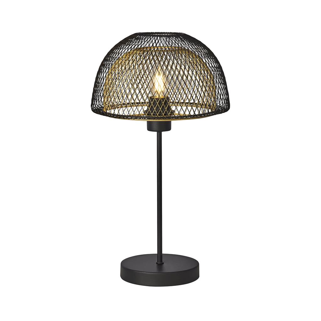 Searchlight Honeycomb 1Lt Double Layered Mesh Table Lamp - Black Outer With Gold Inner 6848Bgo