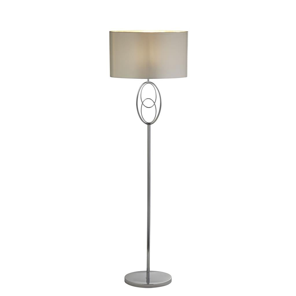 Searchlight Loopy 1Lt Floor Lamp, Chrome With White Shade 69042Cc