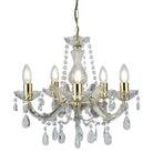 Searchlight Marie Therese - 5Lt Ceiling, Polished Brass, Clear Crystal Glass 699-5