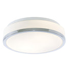 Searchlight Cheese - Bathroom - Ip44 2Lt Flush, Opal White Glass Shade With Chrome Trim Dia 28Cm 7039-28Cc