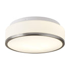 Searchlight Cheese- Bathroom - Ip44 2Lt Flush, Opal White Glass Shade With Satin Silver Trim Dia 28Cm 7039-28Ss