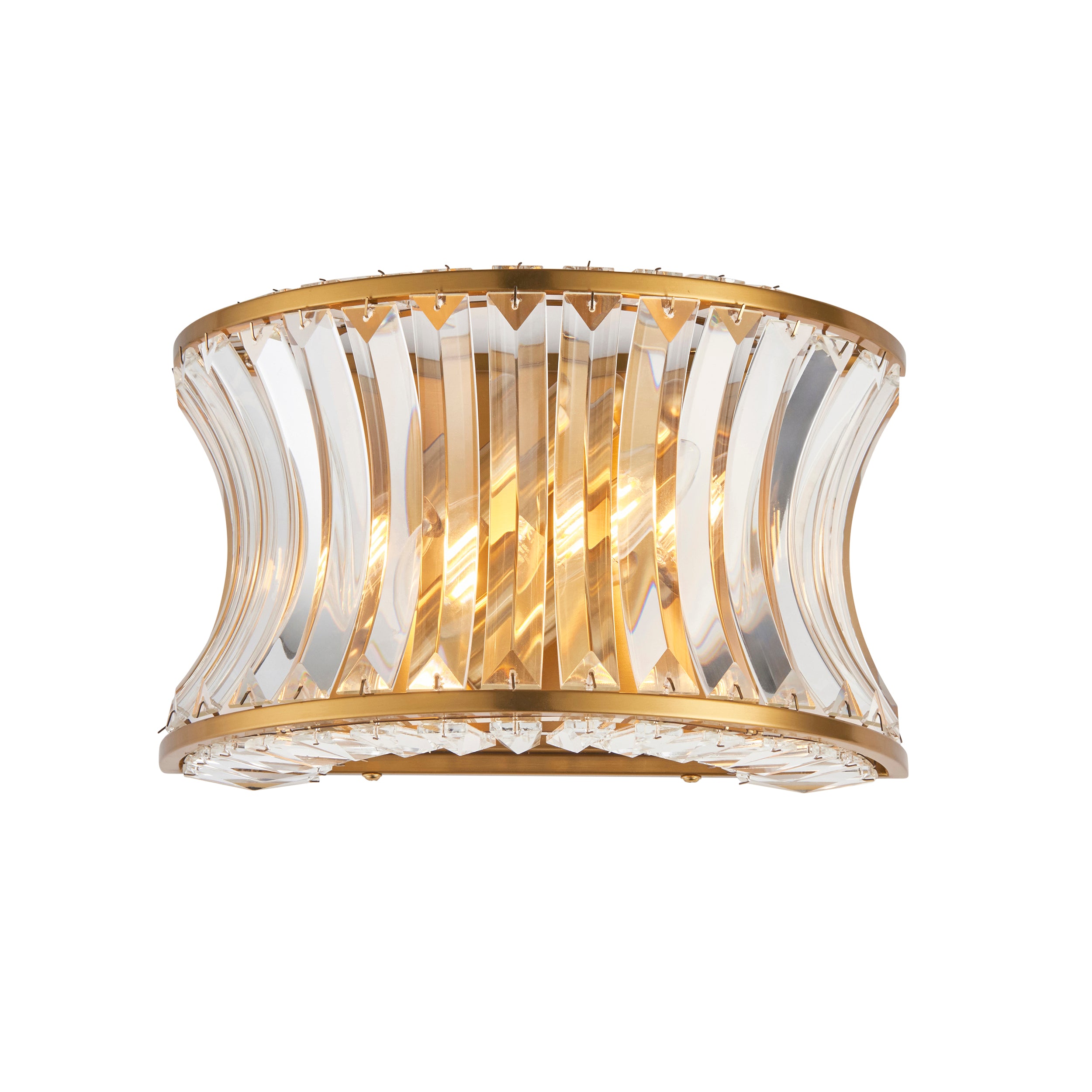 Lightologist Warm brass plate with crystal and clear glass Glass Wall Light WIN13106812