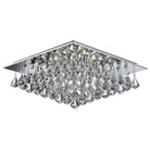 Searchlight Hanna - 6Lt Square Flush Ceiling, Chrome, Clear Crystal Pyramid Drops 7306-6Cc