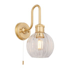 Lightologist Satin brass plate & clear ribbed glass Glass Wall Light WIN1395507