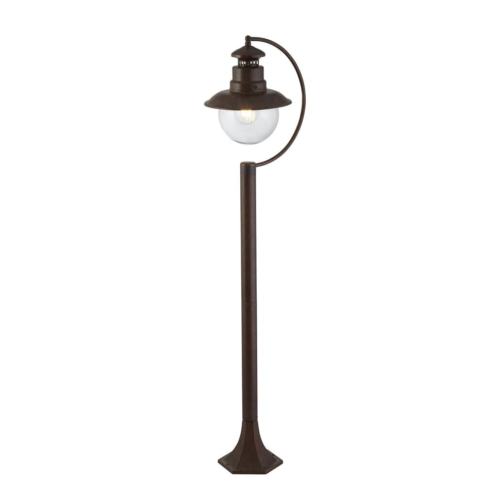 Searchlight Station 1Lt Outdoor Garden Post (1100Mm Height) - Rustic Brown With Clear Glass 7655Ru