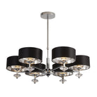 Searchlight Ontario 6Lt Chrome Pendant With Black Shades/Silver Inner 7656-6Cc