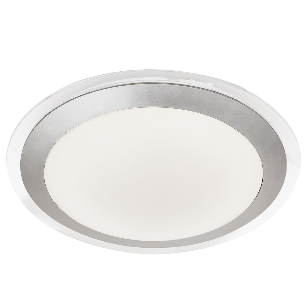 Searchlight Chester Bathroom Flush Led Ip44 , Clear & Silver, White Shade 7684-33Si