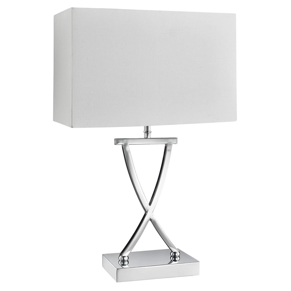 Searchlight Club Table Lamp, Chrome, White Rectangle Shade 7923Cc