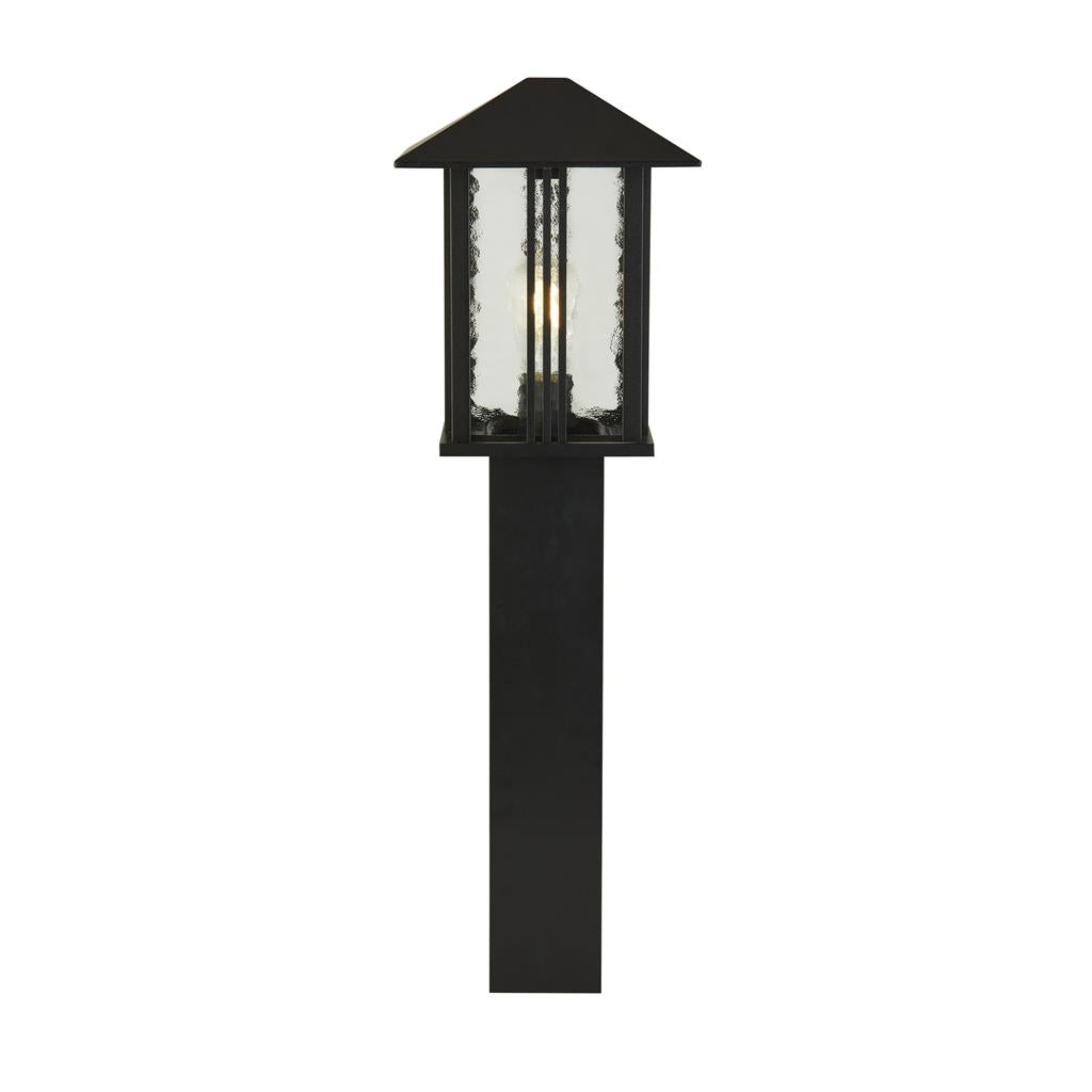 Searchlight Venice 1Lt Outdoor Post (740Mm Height) - Black With Water Glass 7925-740