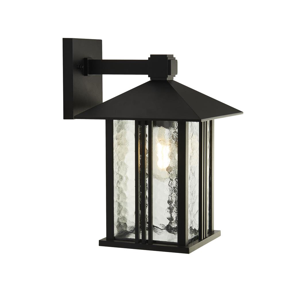 Searchlight Venice 1Lt Outdoor Wall / Porch Light - Black With Water Glass 7926Bk