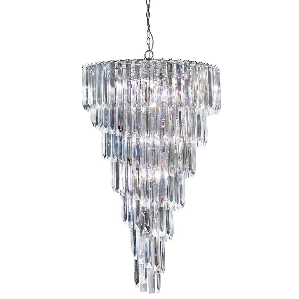 Searchlight Sigma 9Lt Chrome Chandelier With Clear Acrylic Rods 7999-9Cc