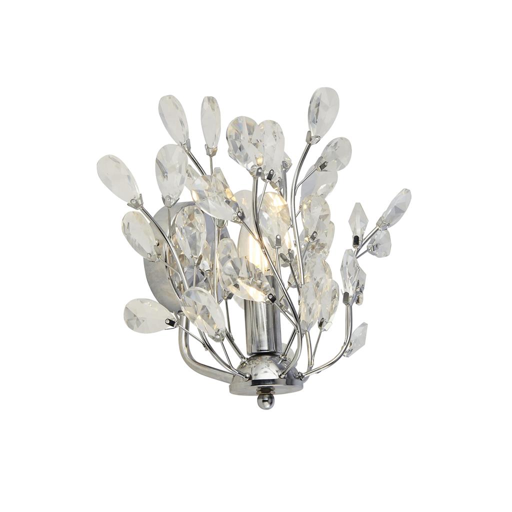 Searchlight Bouquet 1Lt Chrome Wall Light With Crystal Glass 8011-1Cc