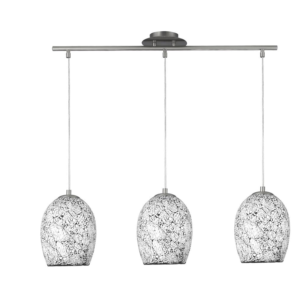 Searchlight Crackle - 3Lt White Glass Pendant 8069-3Wh