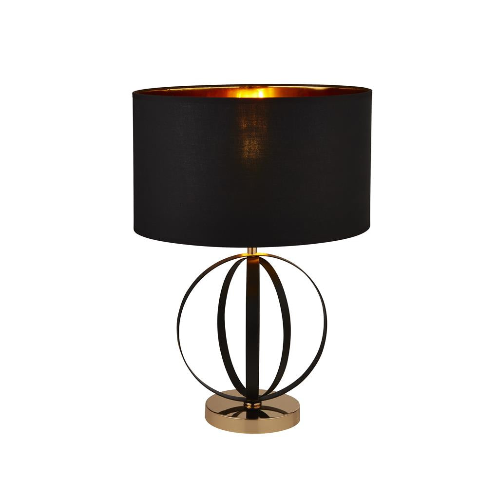 Searchlight Hazel Table Lamp With Black Shade, Gold Inner 8072Bgo