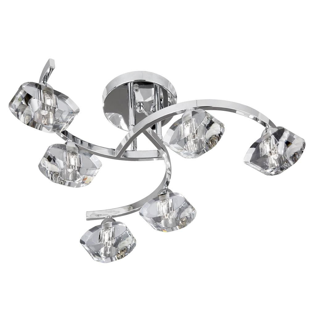 Searchlight Sculptured Ice Ii - 6Lt Cc Curve Semi Flush-Cl Glass 8086-6Cc