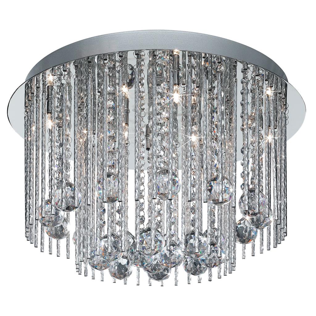 Searchlight Beatrix  8Lt Ceiling Flush, Chrome With Twist Tubes And Clear Crystal Ball Drops 8088-8Cc-Led