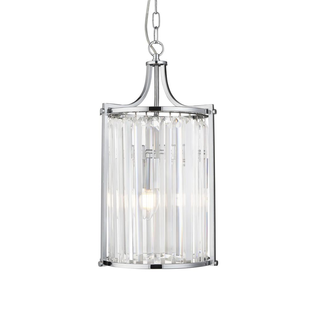 Searchlight Victoria 2Lt Pendant, Chrome With Crystal Glass 8092-2Cc