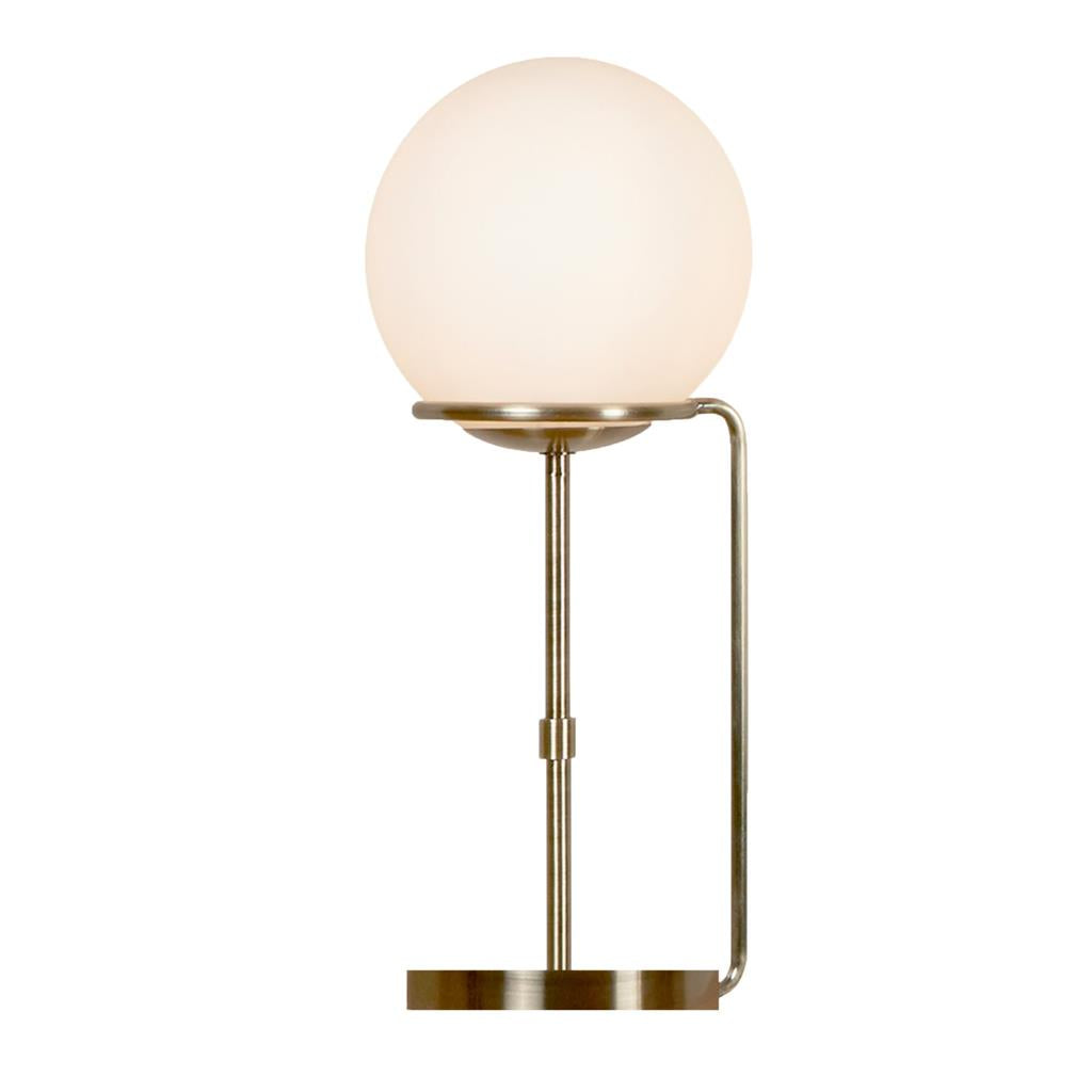 Searchlight Sphere 1Lt Table Lamp, Antique Brass, Opal White Glass Shades 8092Ab