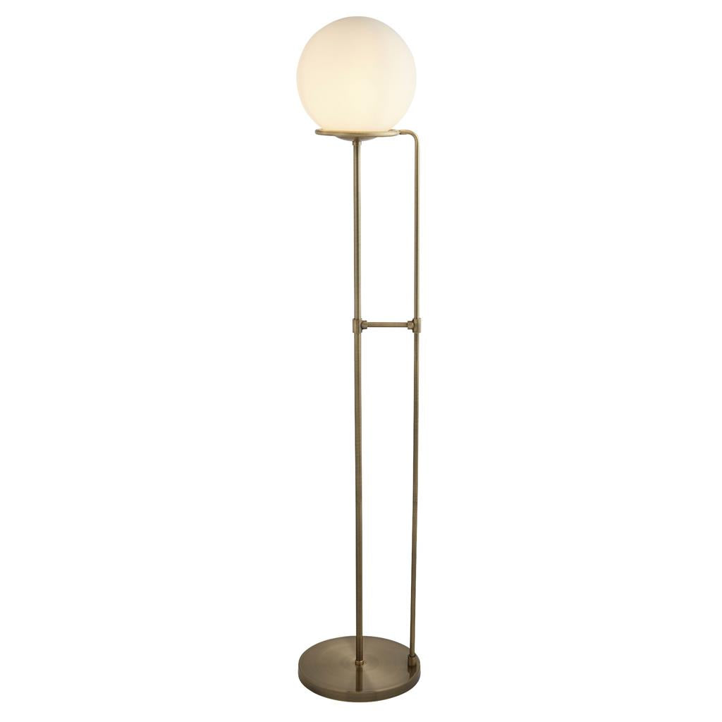 Searchlight Sphere 1Lt Floor Lamp, Antique Brass, Opal White Glass Shade 8093Ab