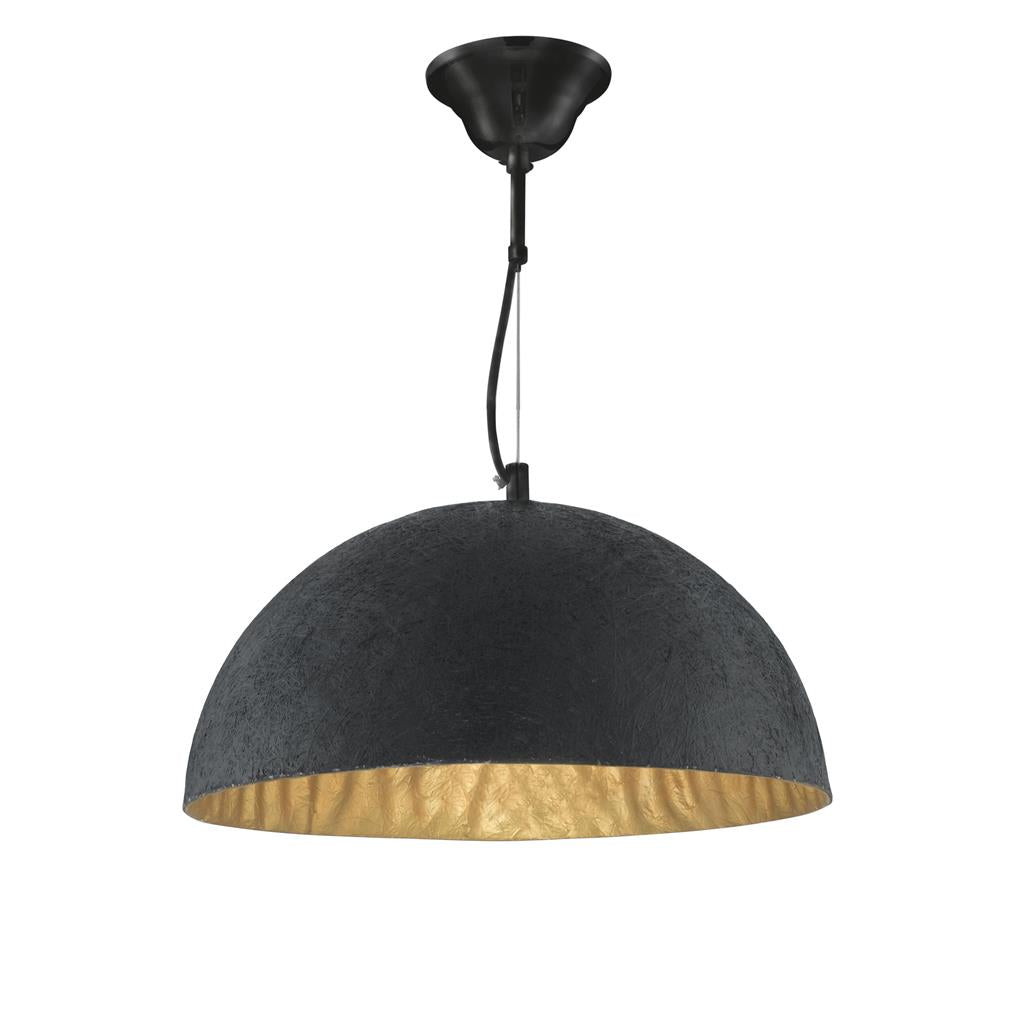 Searchlight Dome Pendant - Dome Black/Gold 1Lt 38Cm 8149Go