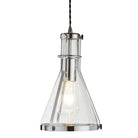 Searchlight Metal & Glass Pendant 1Lt Framed Conical, Chrome, Clear Glass 8201Cc