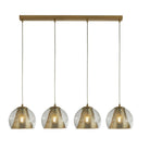 Searchlight Conio 4Lt Pendant, Satin Brass And Clear Glass 8274-4Sb