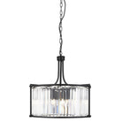 Searchlight Victoria 5Lt Drum Pendant, Matt Black With Crystal Glass 8295-5Bk