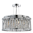 Searchlight Elise 3Lt Ceiling Flush/Pendant, Chrome, Clear Crystal Button Drops, Aluminium Tubes Trim 8333-3Cc