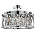 Searchlight Elise 5Lt Ceiling Flush/Pendant, Chrome, Clear Crystal Button Drops, Aluminium Tubes Trim 8335-5Cc